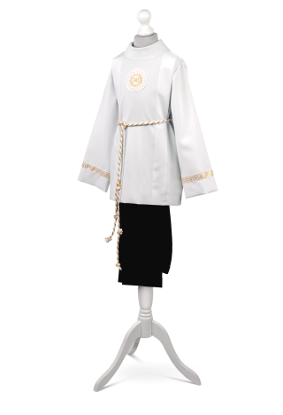 Komża komunijna dla chłopca z półgolfem, delikatnie zdobiona - Antoś 009 - MKMaryla