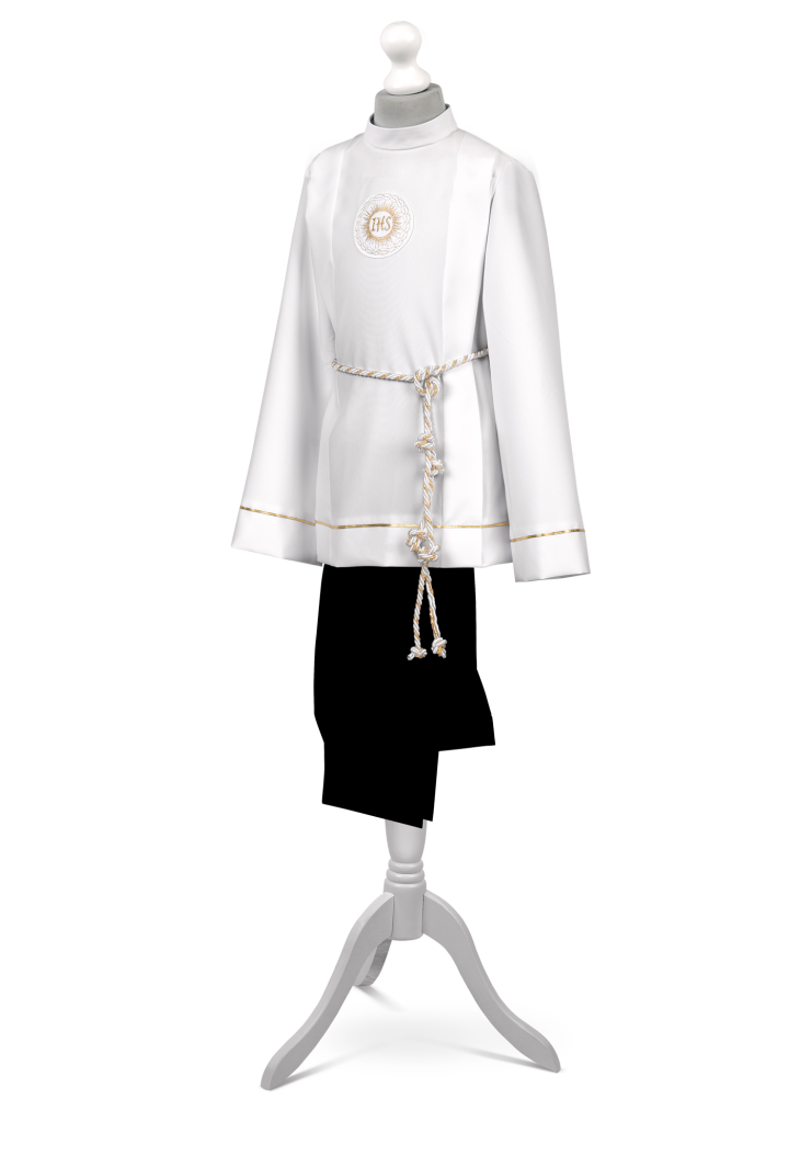 Krótka komża komunijna z delikatnymi zdobieniami Bartosz 049 - MKMaryla