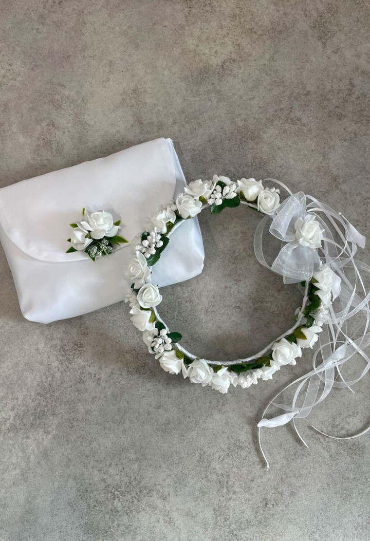 Kommunionbeutel mit Schaumstoffblumen - MKMaryla