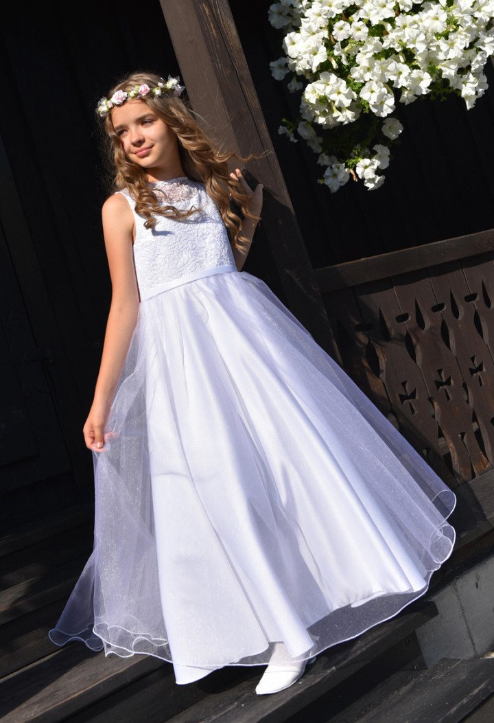 Wyjątkowa sukienka komunijna z szyfonem - Laura 000- MKMaryla