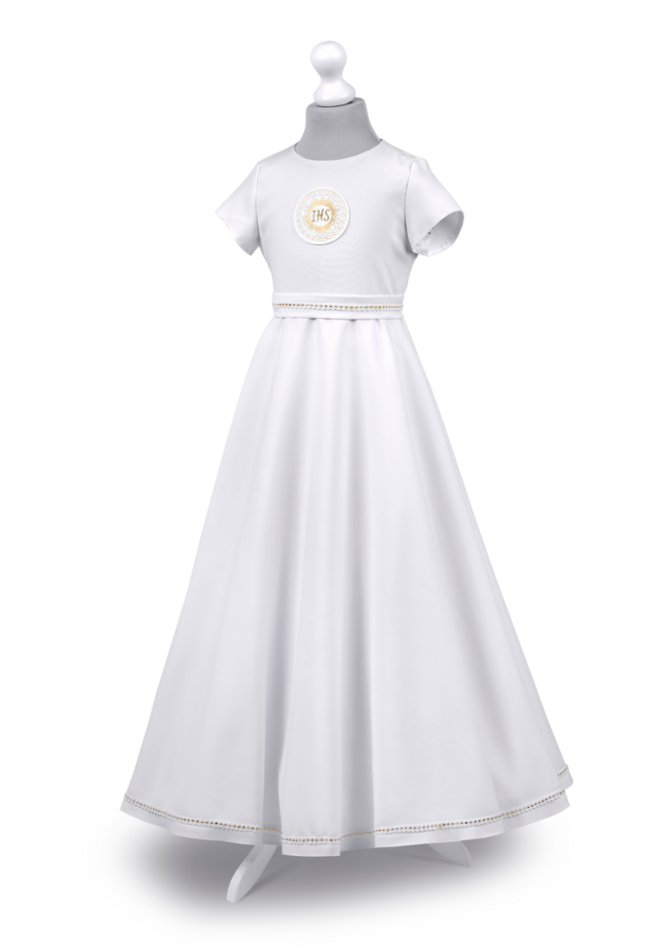 Piękna sukienka komunijna zdobiona ma złoto -Marta 016 - MKMaryla