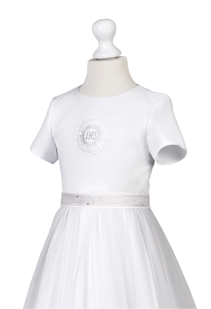 Laura SR 025 - chiffon dress with silver trim - MKMaryla