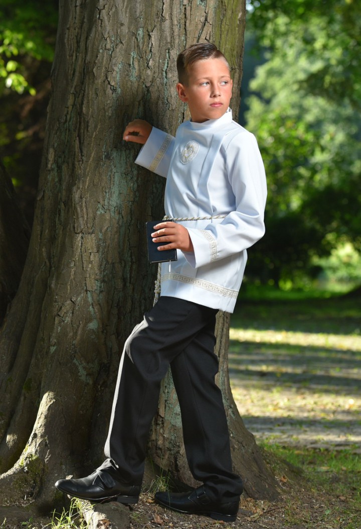 Komża komunijna chłopięca w wzór rzymski szyta na miarę - MKMaryla