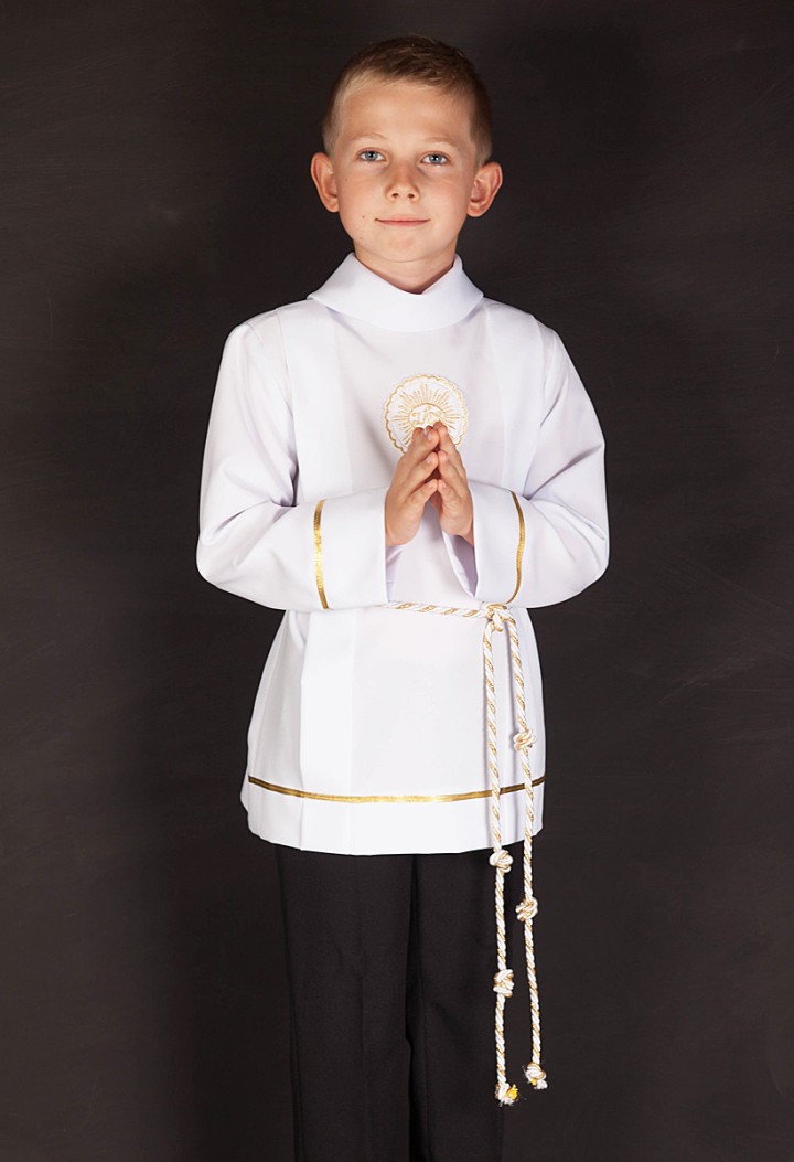 Krótka komża komunijna z delikatnym golfem Antoś 001 , Ubrania komunijne MKMaryla