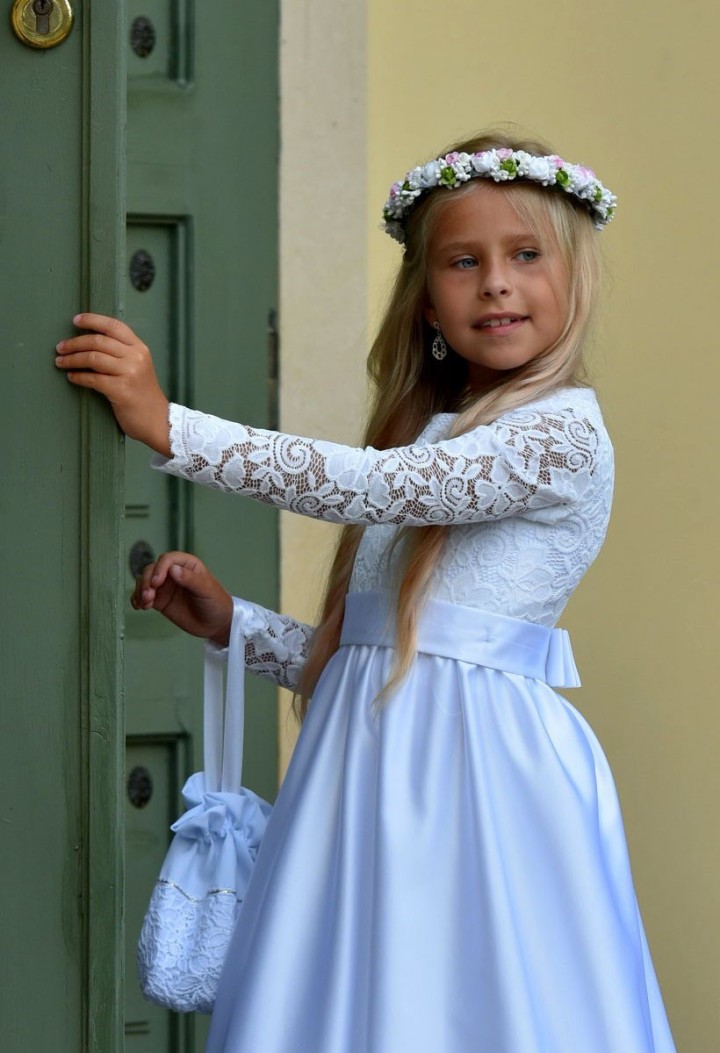 satin communion dress