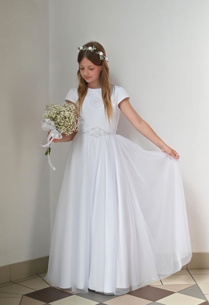 sukienka do komunii z szyfonem