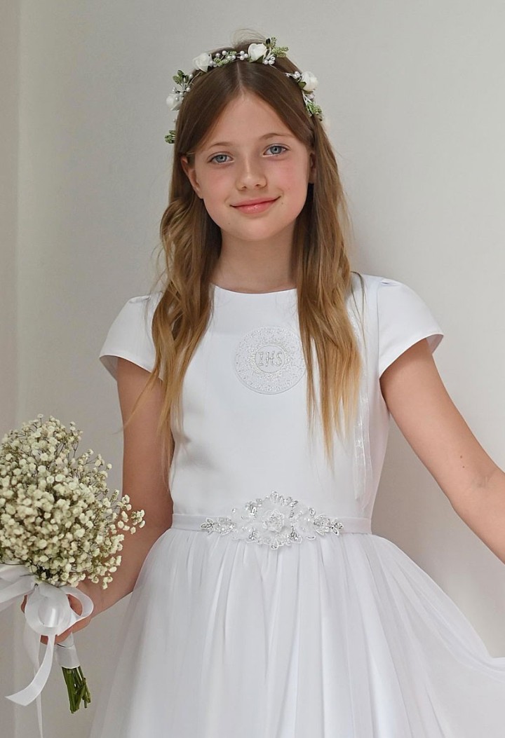 komunijna sukienka ozdoba w pasie