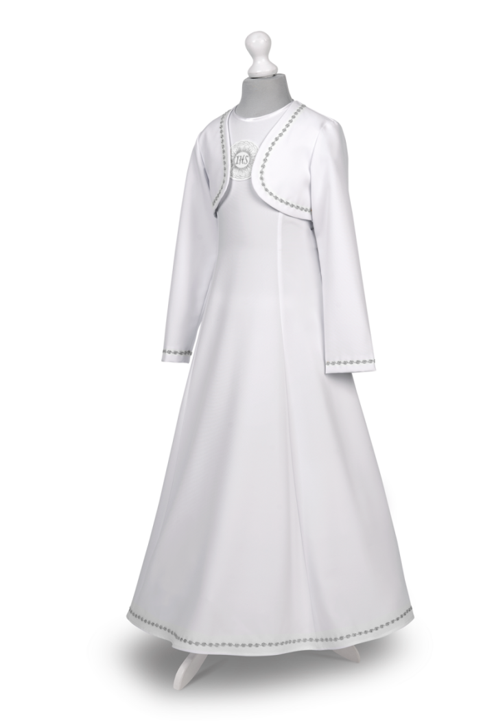 Delikatnie zdobiona sukienka komunijna z bolerkiem - Celinka 064 - MKMaryla