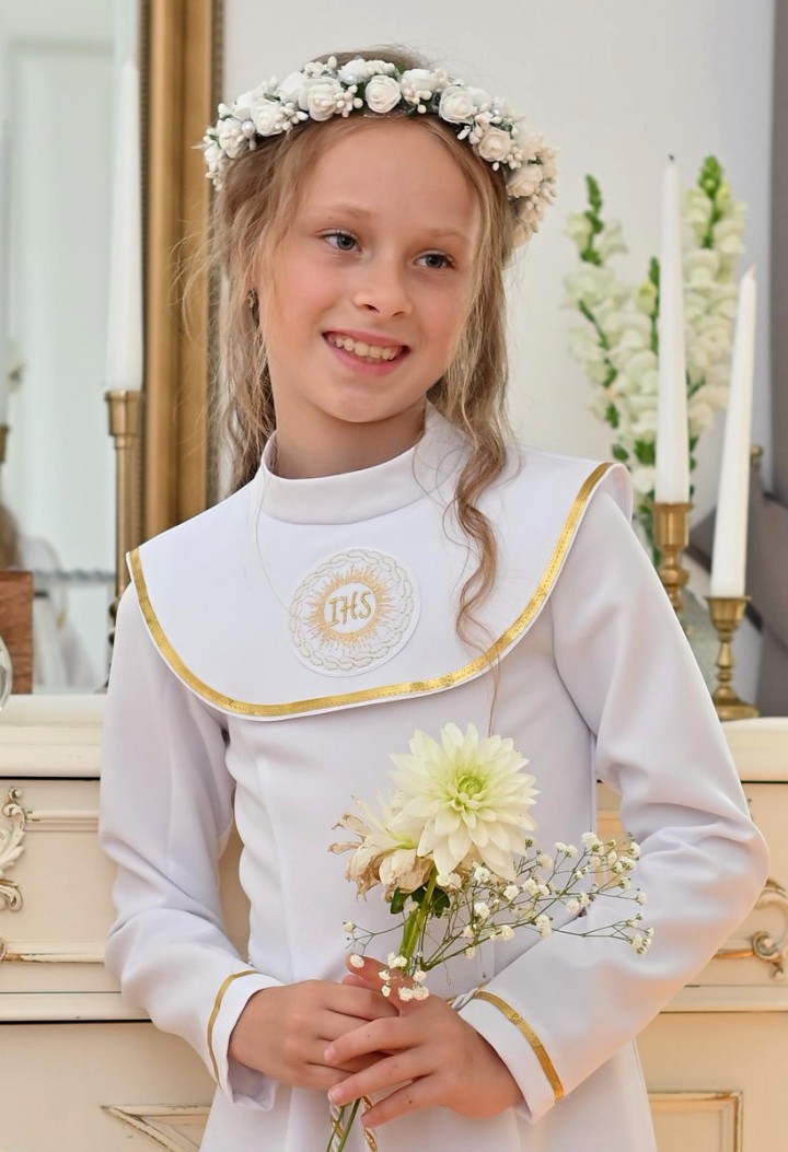 Albo sukienka z delikatnym kołnierzem i cingulum - Celinka 018 - MKMaryla