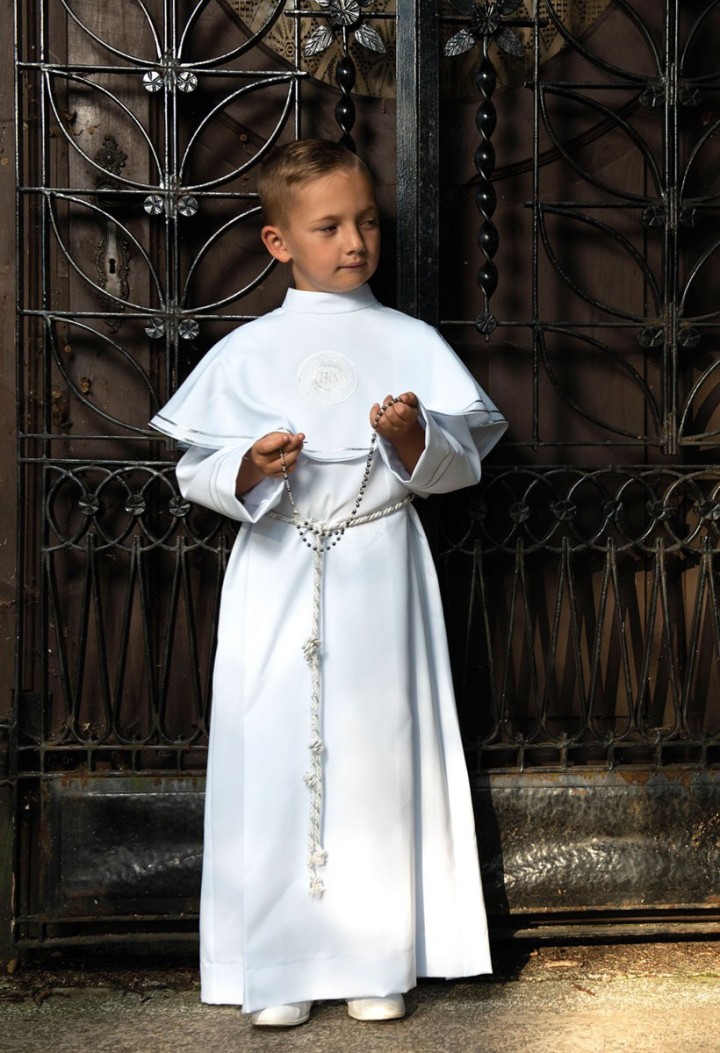 Długa alba komunijna dla chłopca z kołnierzem Dominik 007 - MKMaryla