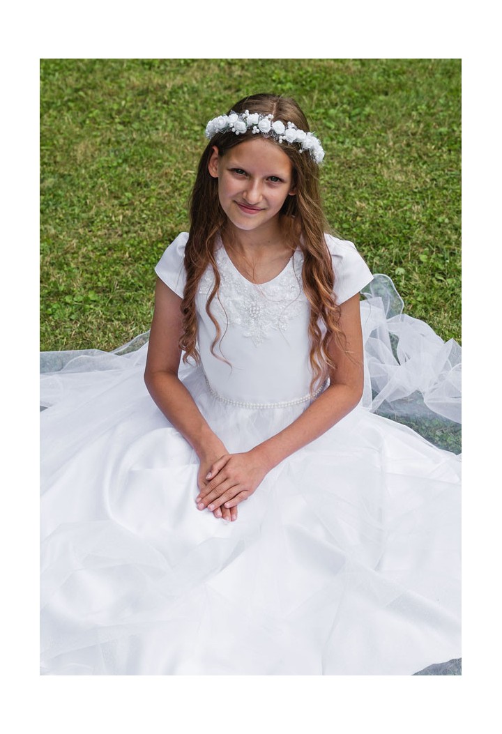 Laura 041 - unique communion dress with satin and chiffon MKMaryla