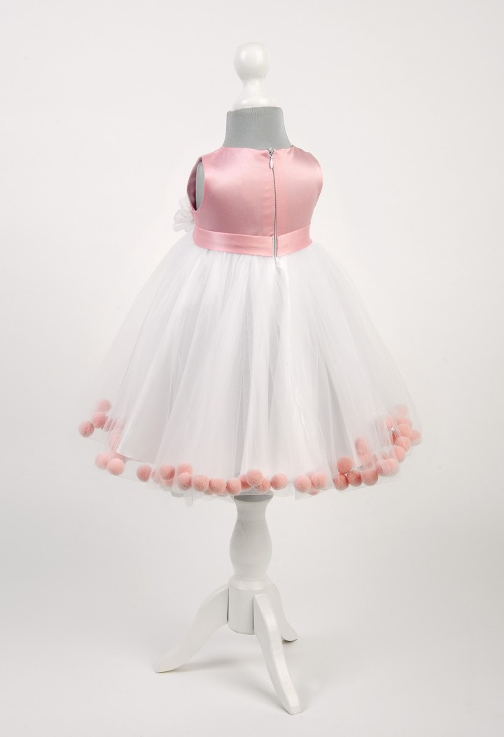 Sukienka Dzwoneczek różowe kuleczki do chrztu - sukienka MKMaryla