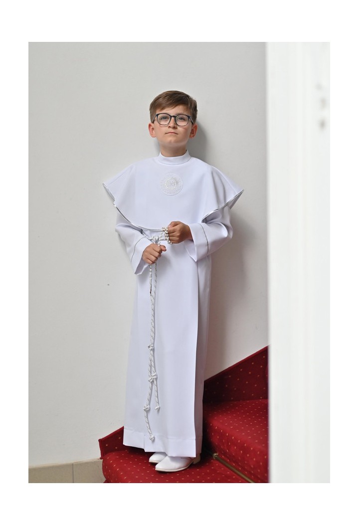 Długa alba komunijna dla chłopca z kołnierzem - Dominik 110- MKMaryla