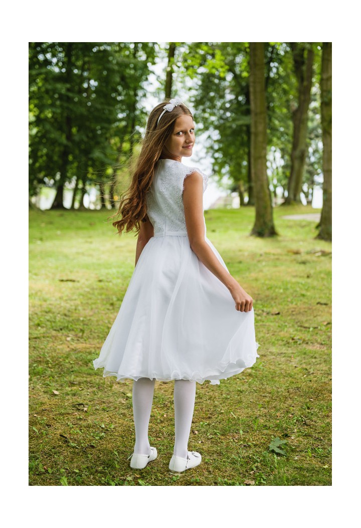 girl's dress white with chiffon