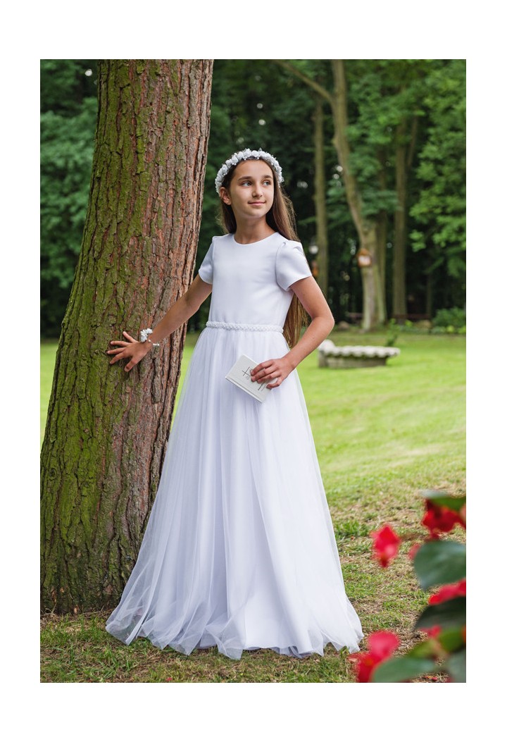 sukienka komunijna z satyny - Laura 179 - MKMaryla