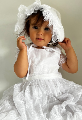 retro christening dress made of French lace - manufacturer MK Maryla