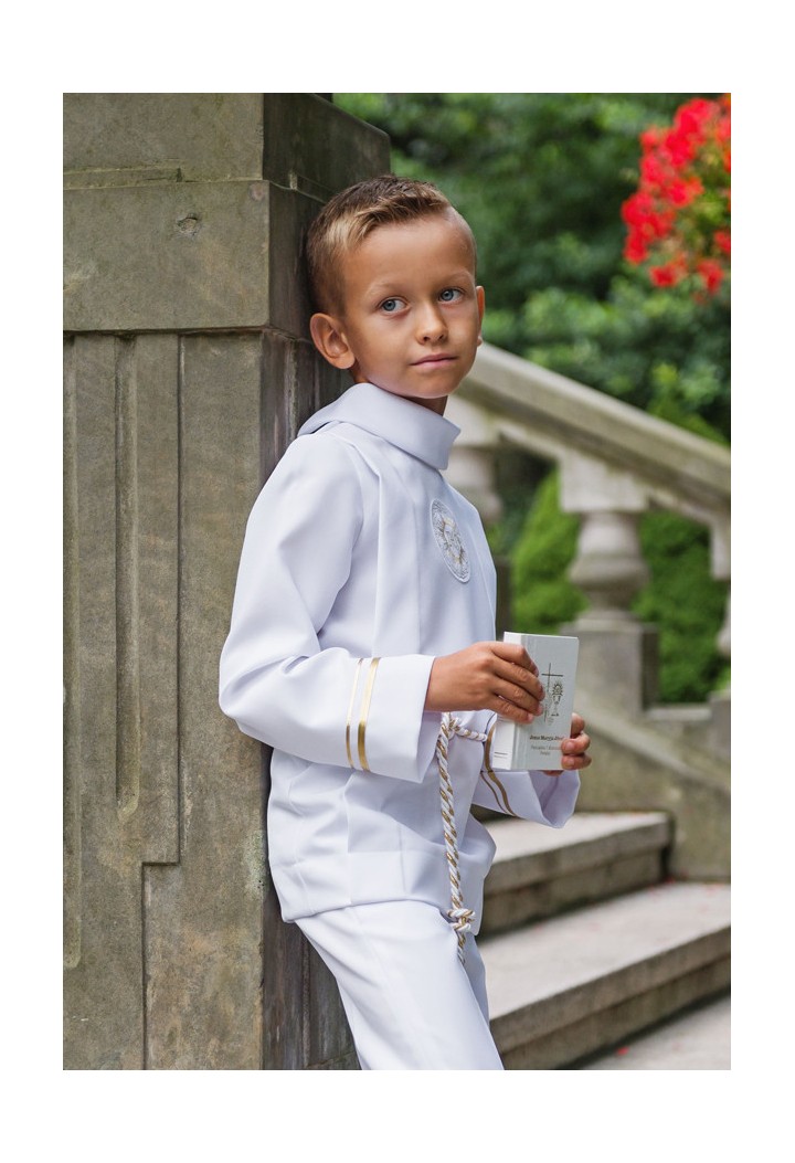 Communion communion dressing gown for boy decorated with ribbon Antoś 012 - MKMaryla