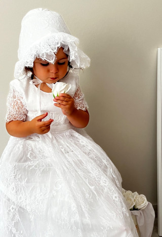 french lace christening cap