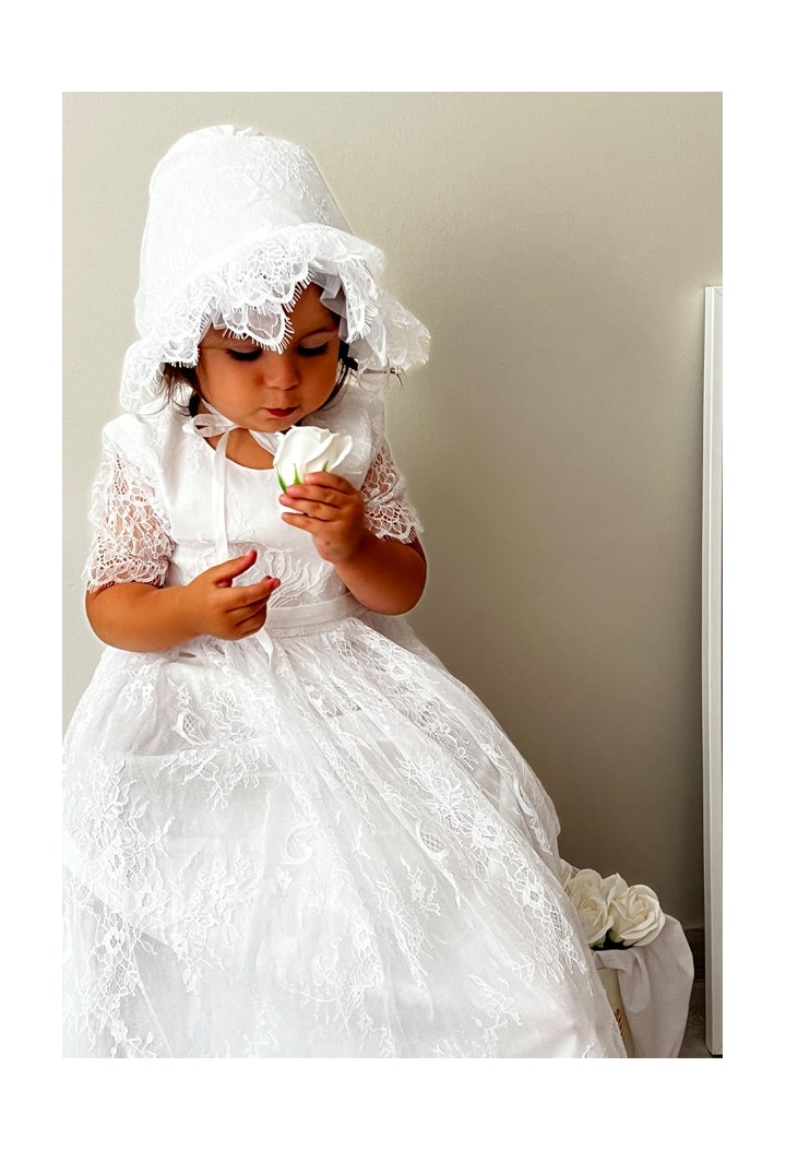 french lace christening cap