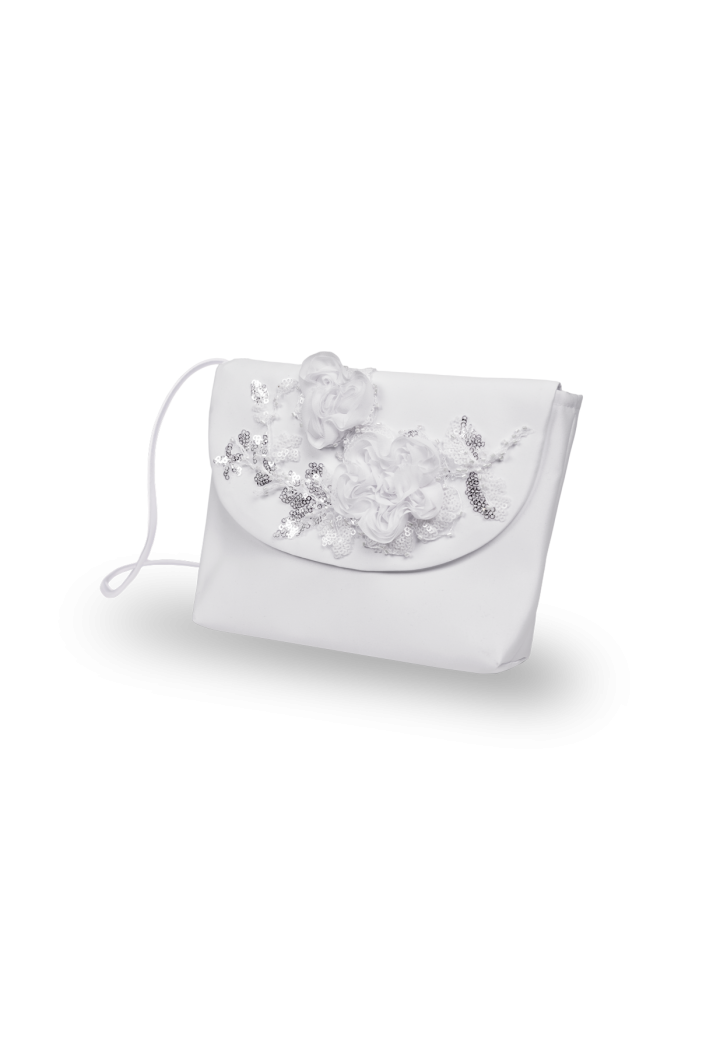 Satin envelope bag 093 for communion with flowers - MKMaryla