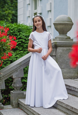 Sukienka komunijna z koronkowymi rękawami - Elza 134 - prosto od producenta MKMaryla