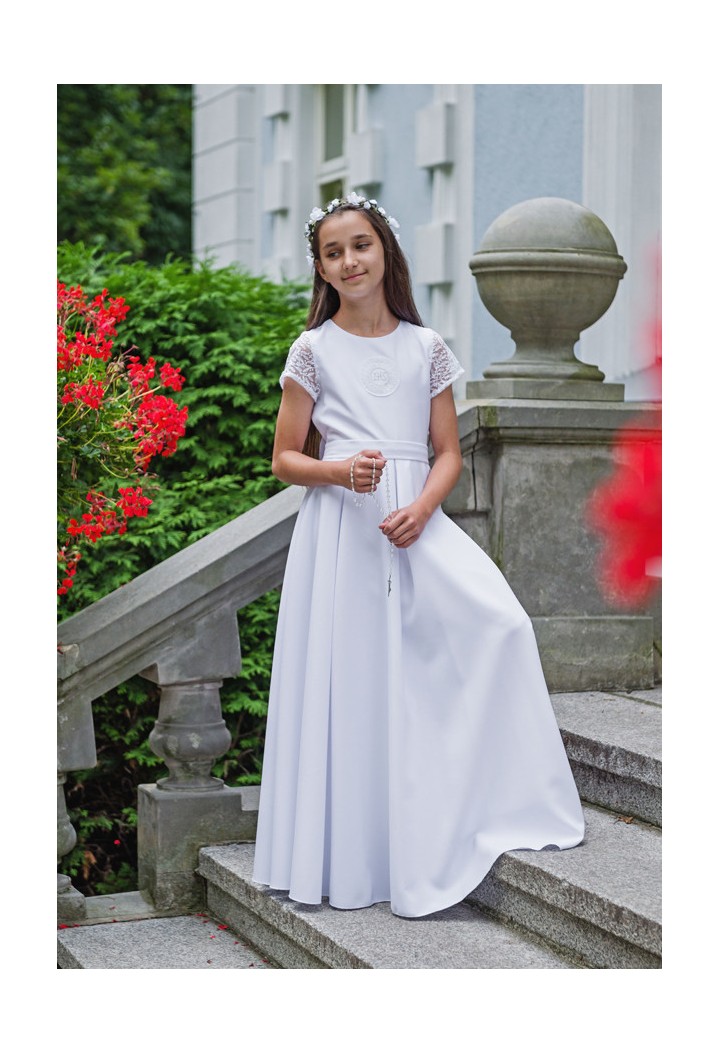 Sukienka komunijna z koronkowymi rękawami - Elza 134 - prosto od producenta MKMaryla