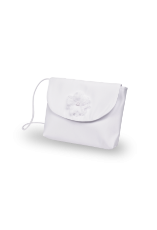 satin communion bag with flower