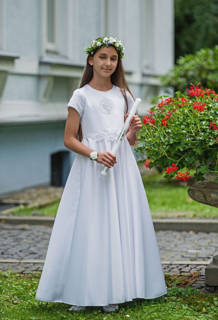 satin communion dress