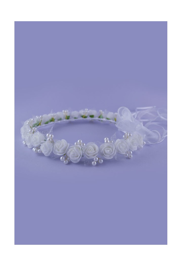 Communion garland white with delicate beads - MKMaryla