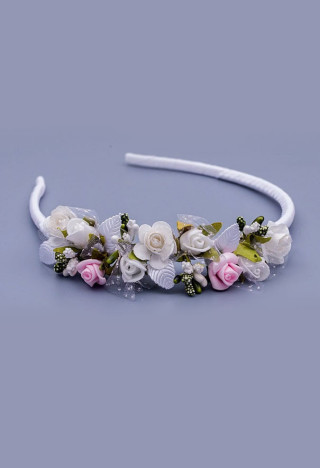 Kommunionband rosa Blumen