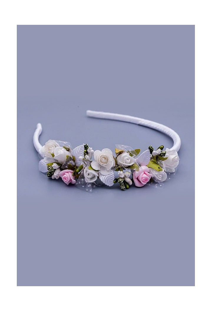 Kommunionband rosa Blumen