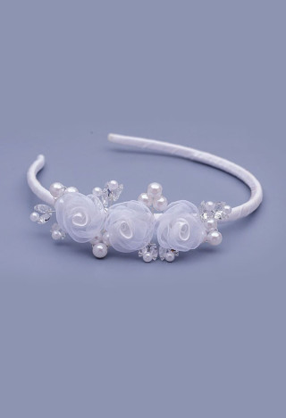 opaska komunijna białe kwiaty od MK Maryla