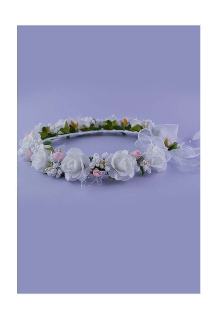 Kommuniongirlande mit weißen und rosa Blumen