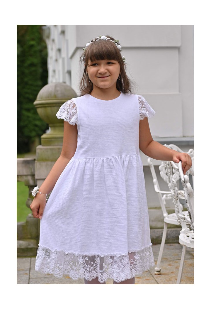biała sukienka muślinowa dla dziewczynki