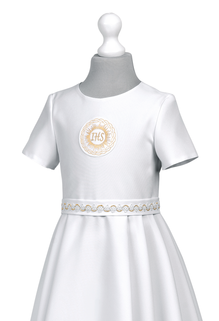 sukienka komunijna z kontrafałdami na spódnicy