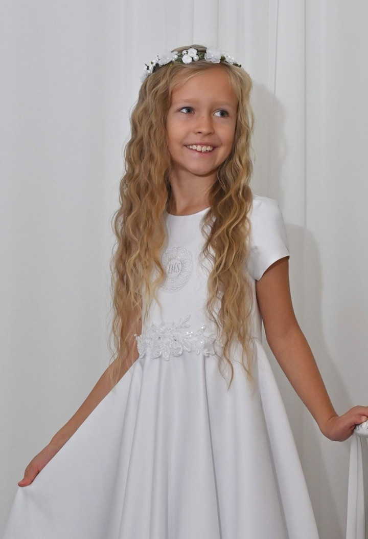 Communion dress made of full circle, beautifully decorated - Alicia 062 - MKMaryla