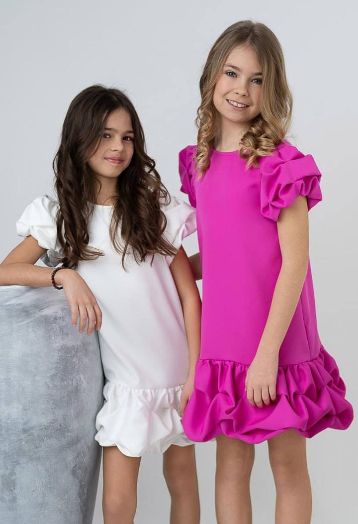 Sukienka falbany fuksja