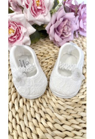 Shoes for girls for baptism - lace ballet flats MKMaryla