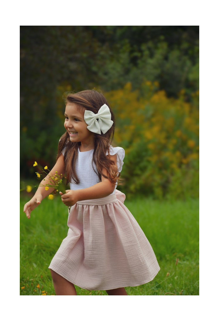 Girl's dress combining the colors of powder pink and white - birthday dress - MKMaryla