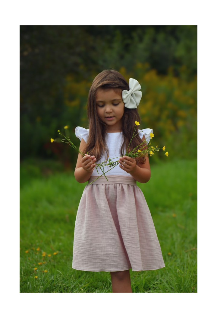 Girl's dress combining the colors of powder pink and white - birthday dress - MKMaryla