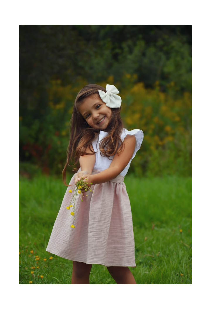 Girl's dress combining the colors of powder pink and white - birthday dress - MKMaryla