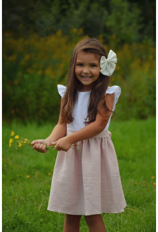 Girl's dress combining the colors of powder pink and white - birthday dress - MKMaryla