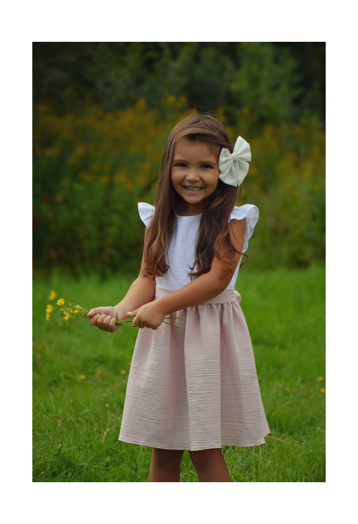 Girl's dress combining the colors of powder pink and white - birthday dress - MKMaryla