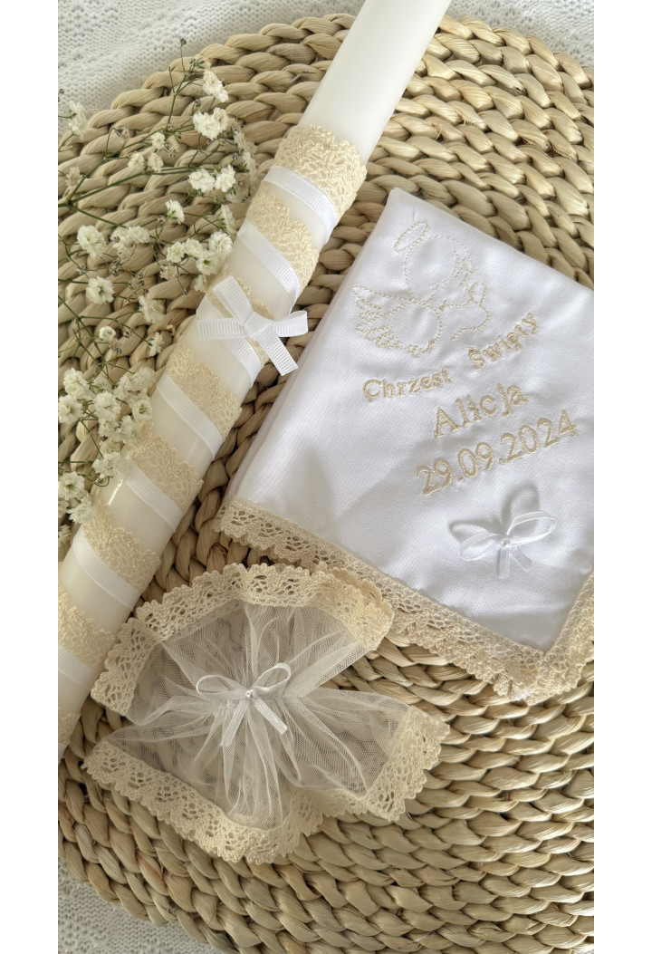 Classic baptism candle – beige