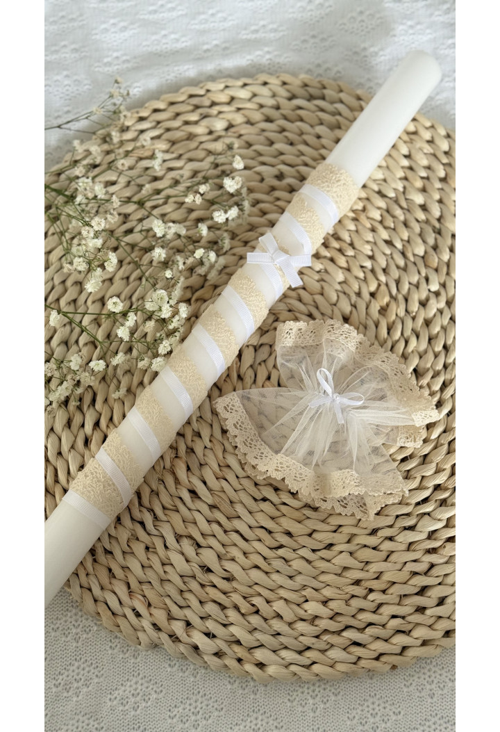 Classic baptism candle – beige