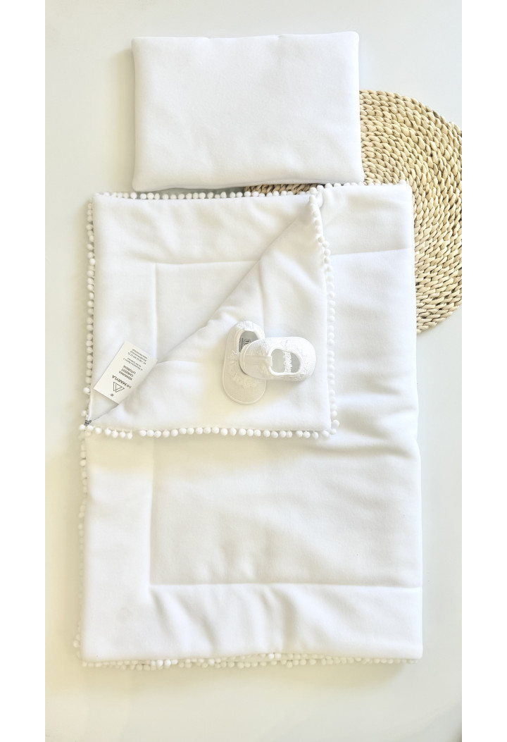 Komplet do chrztu - poduszeczka i kocyk z polaru - chrzest MK Maryla