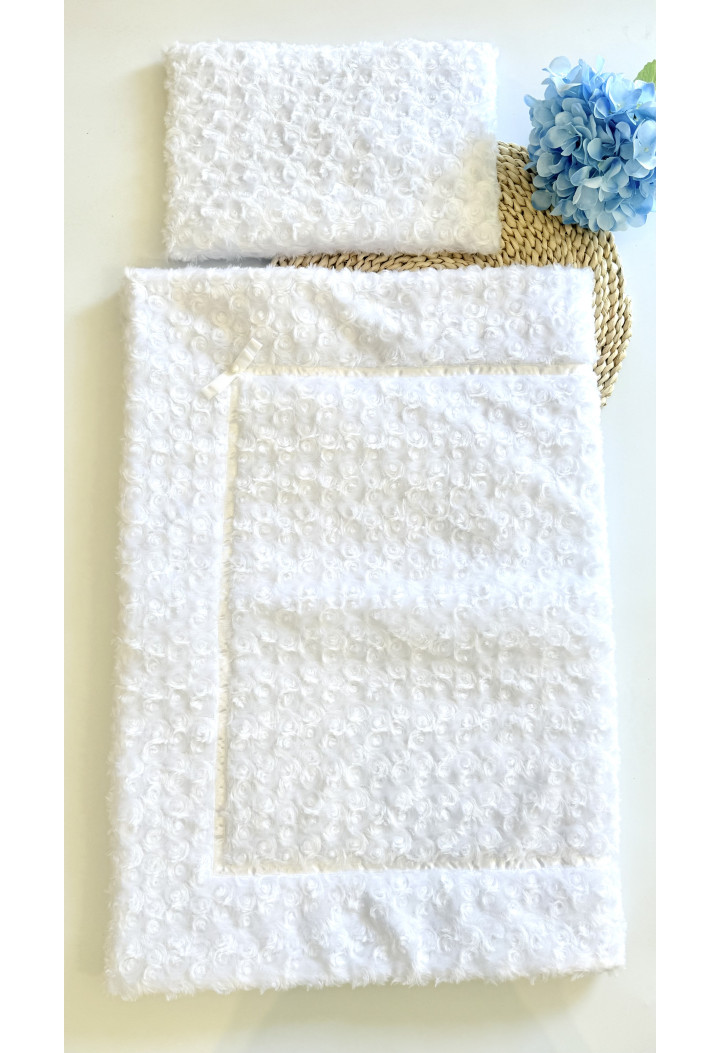 Kocyk do chrztu i poduszeczka różyczki - chrzest MK Maryla