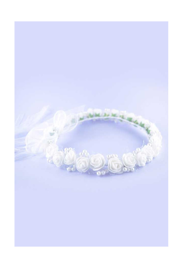 Communion garland white with delicate beads and flowers - MKMaryla