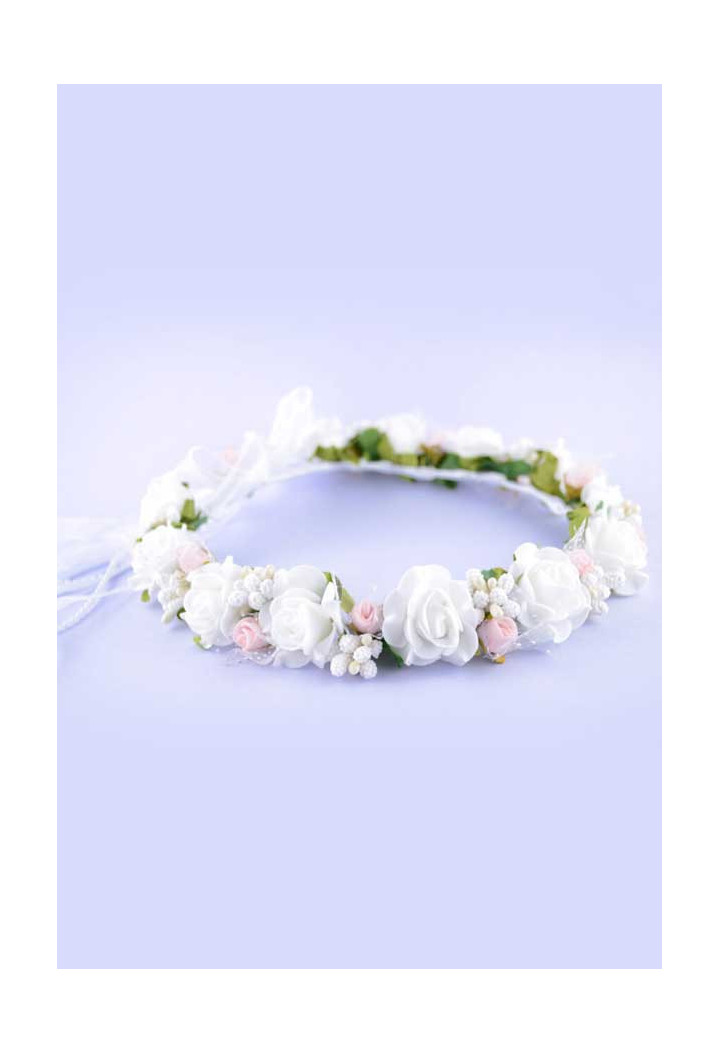 Kommuniongirlande mit weißen und rosa Blumen