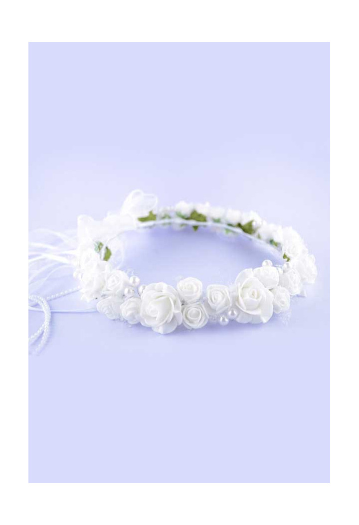 Wianek komunijny biały z delikatnymi koralikami - MKMaryla